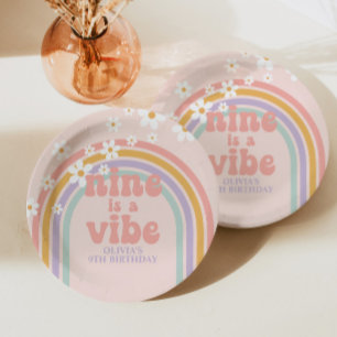 Assiettes En Carton Rainbow Pastel Nine est un Vibe 9e anniversaire