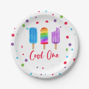 Assiettes En Carton Rainbow Pop Cool un 1er anniversaire