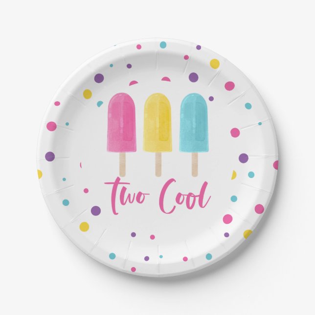 Assiettes En Carton Rainbow Pop Deux Cool 2e anniversaire (Devant)