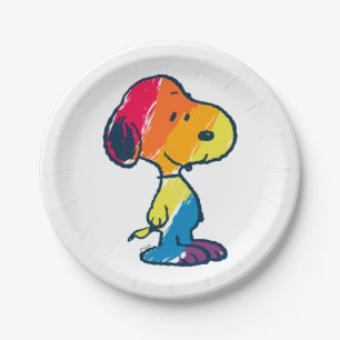 Assiettes En Carton Rainbow Snoopy