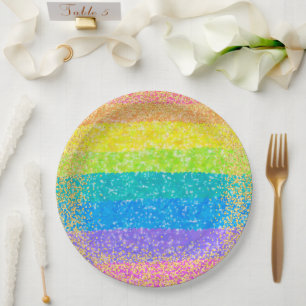Assiettes En Carton Rainbow Stars Anniversaire