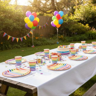 Assiettes En Carton Rainbow Stripes 