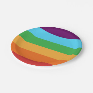 Assiettes En Carton Rainbow Stripes amusant Bright Candy fête d'annive
