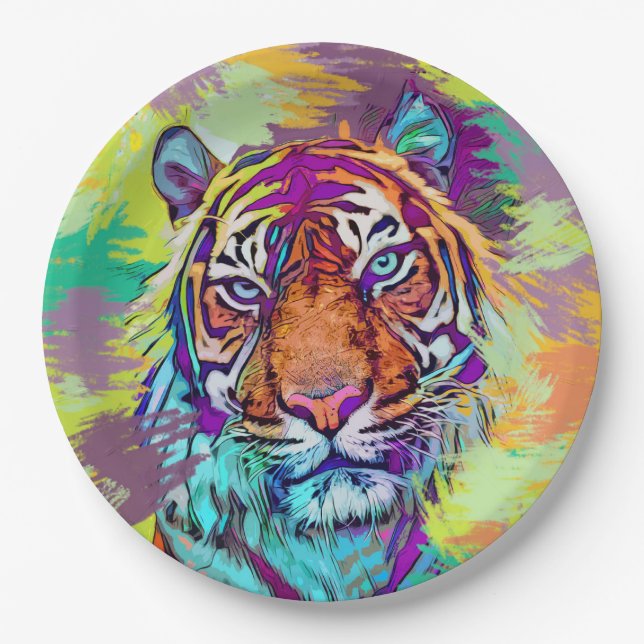 Assiettes En Carton Rainbow tiger Paper Plate (Devant)