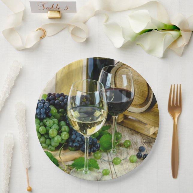 Assiettes En Carton Raisins de vin (Mariage)