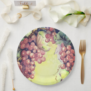 Assiettes En Carton Raisins Rouges Toscans pour les Célébrations de Vi
