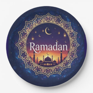 Assiettes En Carton Ramadan Kareem Mosquée spirituelle Coucher de sole