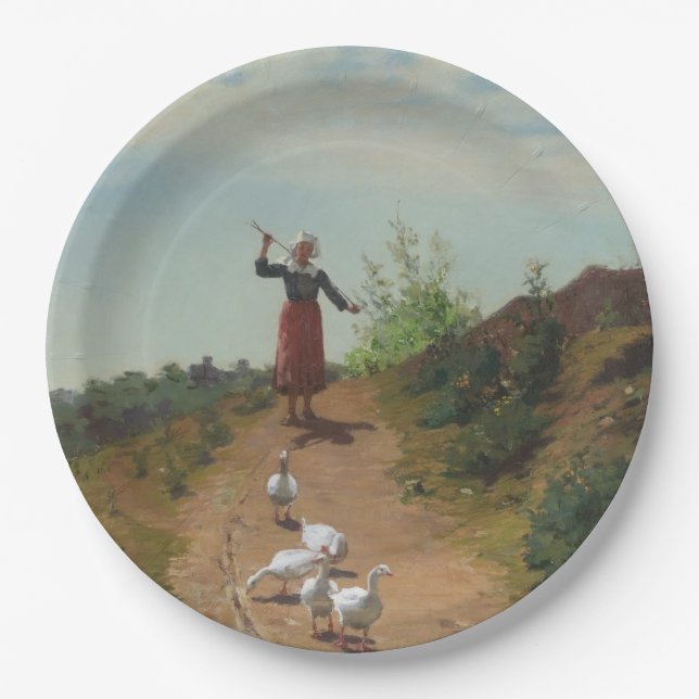 Assiettes En Carton Ramener le troupeau d'oies (par Paul Peel) (Devant)