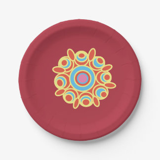 Assiettes En Carton Rangoli de couleurs art
