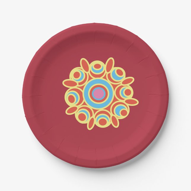 Assiettes En Carton Rangoli de couleurs art (Devant)