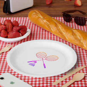 Assiettes En Carton Raquettes Badminton Shuttlecock Birdie Ombre