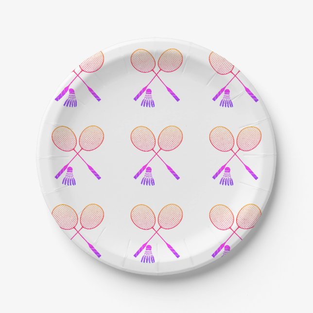 Assiettes En Carton Raquettes de badminton minimal Shuttlecock Birdie (Devant)