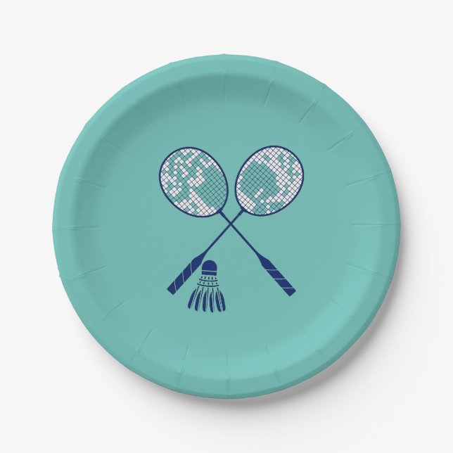 Assiettes En Carton Raquettes de badminton minimal Shuttlecock Birdie  (Devant)