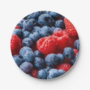 Assiettes En Carton Raspberries et Blueberries