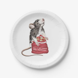 Assiettes En Carton Rat de Noël de la Cute Festive