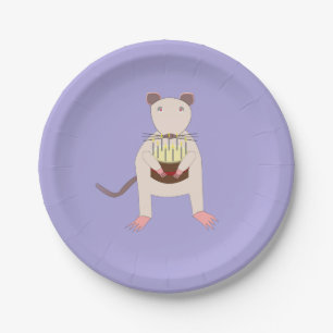 Assiettes En Carton Rat de Siamese avec gâteau d'anniversaire