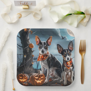Assiettes En Carton Rat Terrier Halloween Éffrayant