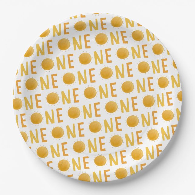 Assiettes En Carton Ray of Sunshine Boho Sun Anniversaire (Devant)
