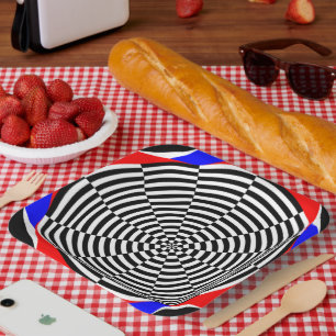 Assiettes En Carton Rayonnement noir et blanc par Kenneth Yoncich
