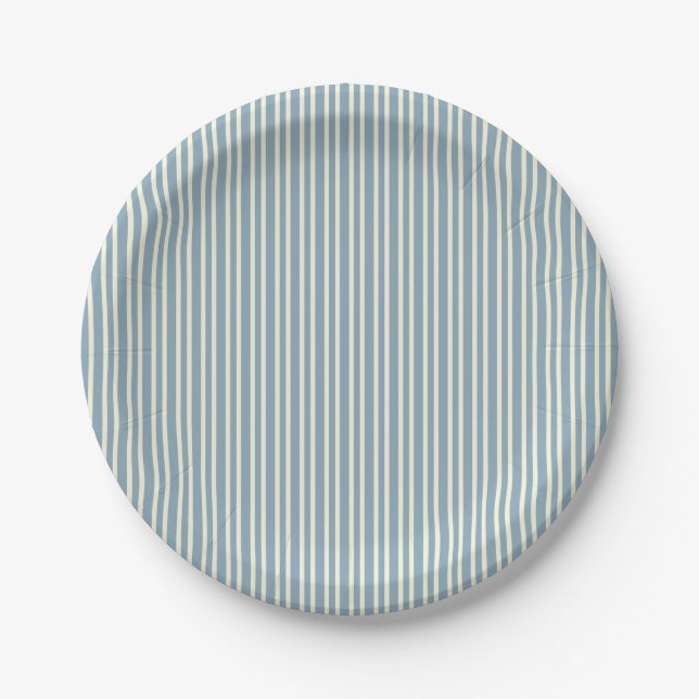 Assiettes En Carton Rayure bleue classique (Devant)
