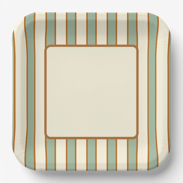 Assiettes En Carton Rayure Moderne Rétro Chili Lime (Recto)