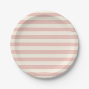 Assiettes En Carton Rayure rose pastel moderne minimaliste