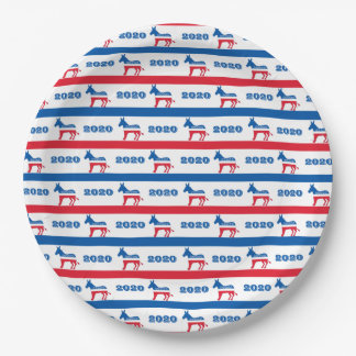 Assiettes En Carton Rayures 2020 patriotiques d'âne de Démocrate