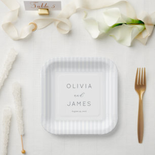 Assiettes En Carton Rayures grises sophistiquées
