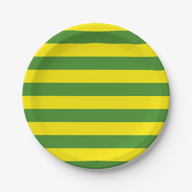 Assiettes En Carton Rayures jaune et verte (Devant)