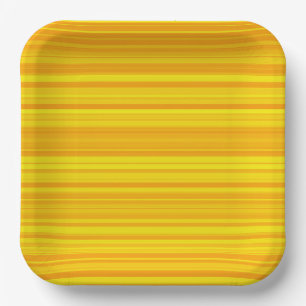 Assiettes En Carton Rayures Jaune Orange