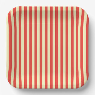 Assiettes En Carton Rayures rouges