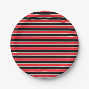 Assiettes En Carton Rayures rouges et noires et blanches