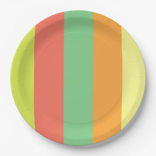 Assiettes En Carton Rayures sauvages d'été (Devant)