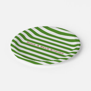 Assiettes En Carton Rayures vertes modernes sur toute couleur avec le