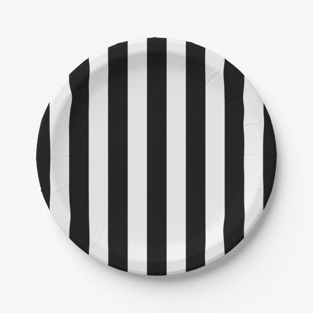 Assiettes En Carton Rayures verticales noires et blanches d'arbitre (Devant)