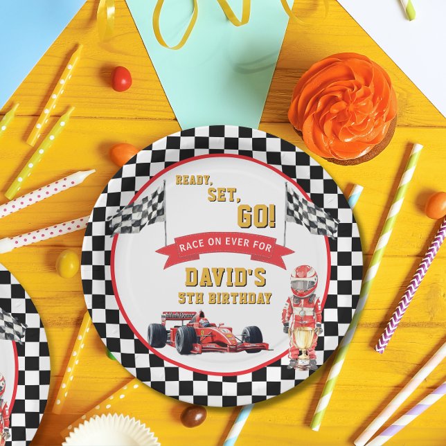 Assiettes En Carton Ready Set Go Race On Boy Birthday (Créateur téléchargé)