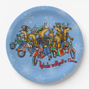 Assiettes En Carton Rebels sans un dessin de Noël Reindeer