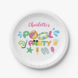 Assiettes En Carton Réception au bord de la piscine