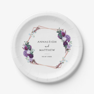 Assiettes En Carton Réception De Mariage Botanique Florale Violet
