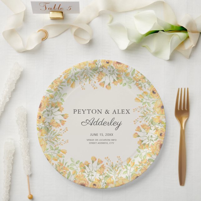 Assiettes En Carton Réception de mariage floral Pastel (Mariage)
