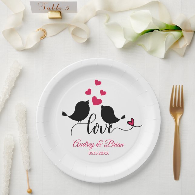 Assiettes En Carton Réception de mariage pour Inséparables personnalis (Mariage)