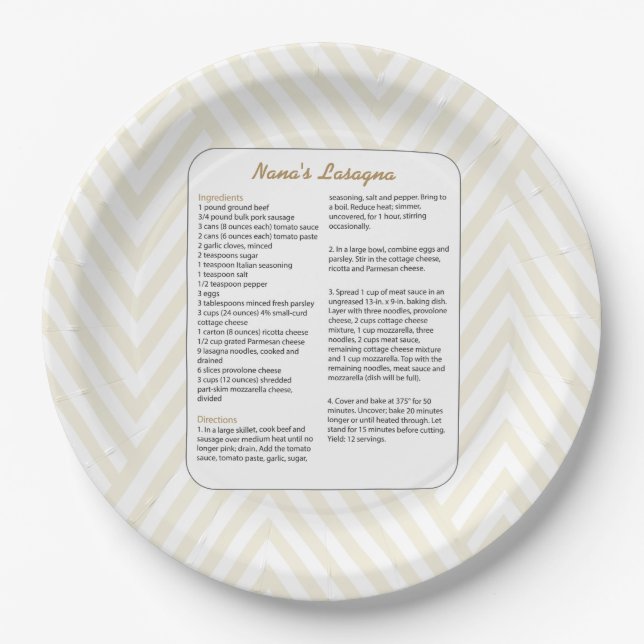 Assiettes En Carton Recette préférée Chevron - lasagne de famille (Devant)