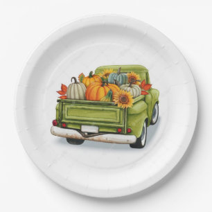 Assiettes En Carton Récolte d'automne dans une plaque de papier de cam