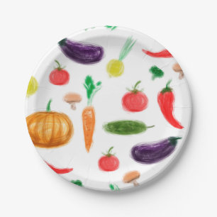Assiettes En Carton Récolte légumes tomate poivre carottes champigno