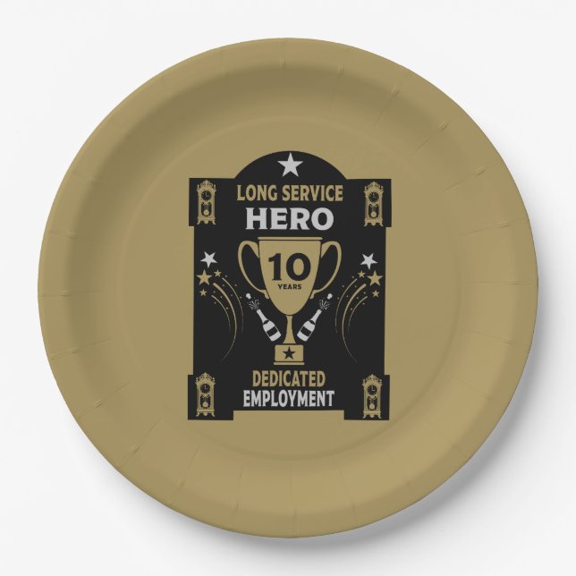 Assiettes En Carton Reconnaissance du service de longue durée Dix ans (Devant)