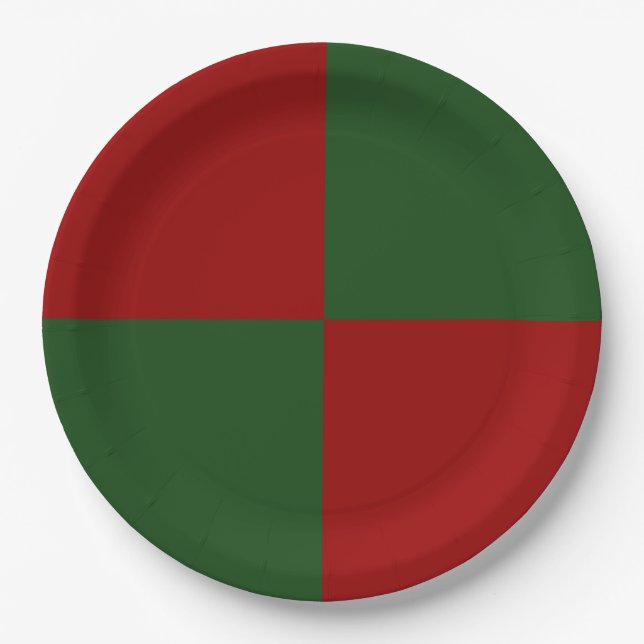 Assiettes En Carton Rectangles rouge et vert (Devant)