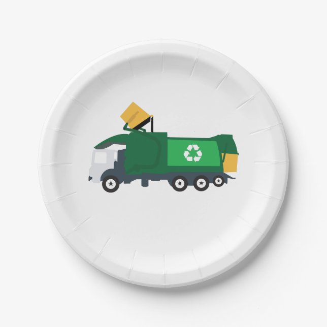 Assiettes En Carton Recyclage Camion à ordures (Devant)