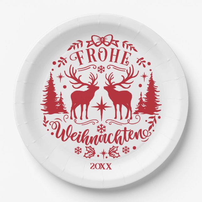 Assiettes En Carton Red and White Christmas  (Devant)