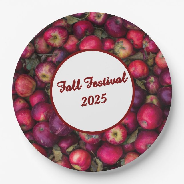 Assiettes En Carton Red Apple Party personnalisable (Devant)