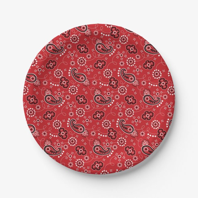 Assiettes En Carton Red Bandana Motif Cowboy Outdoors Adventure (Devant)
